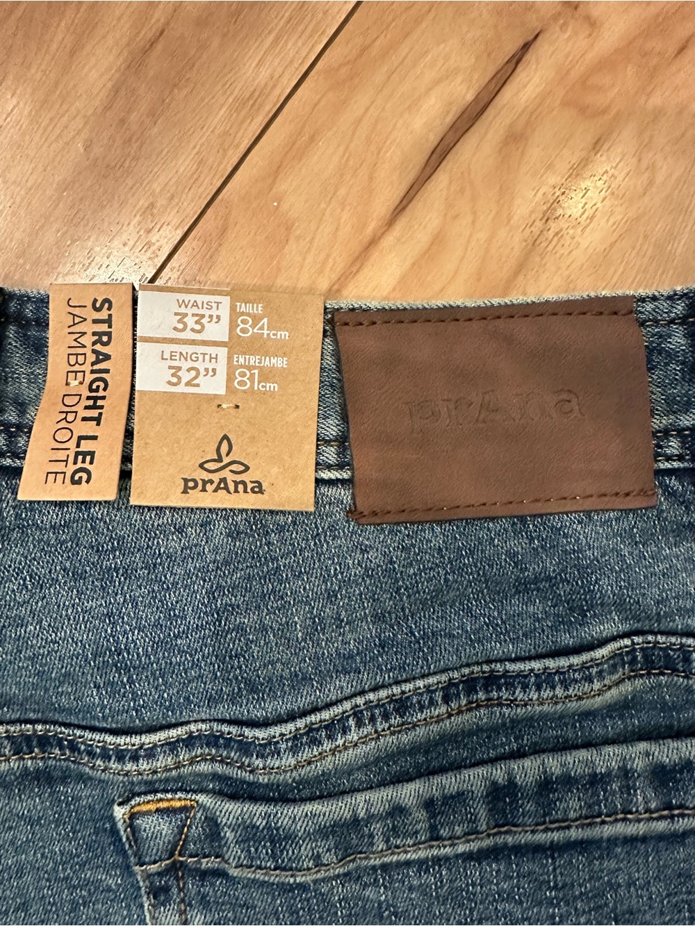 NWT Prana Axiom Straight Leg Jeans Antique Stone Wash 33x32 Standard Fit - Picture 9 of 9